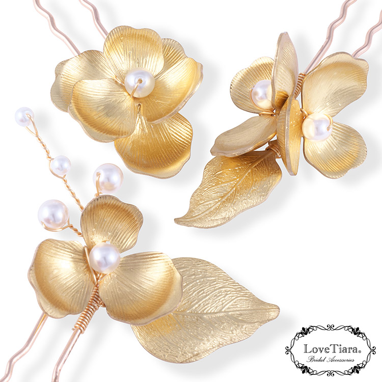 ヘアピン【ニーナ】3本セット 通信販売ブライダルウェディング