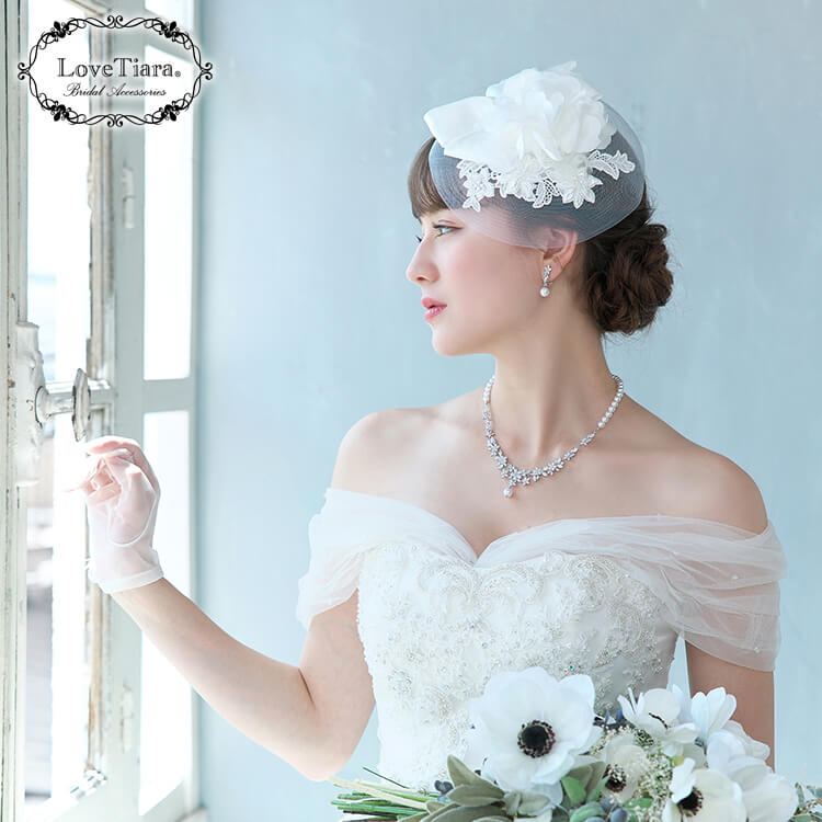 ブライダル ヘッドドレス ウェディング ヘアアクセサリー ホワイト 髪飾 結婚式