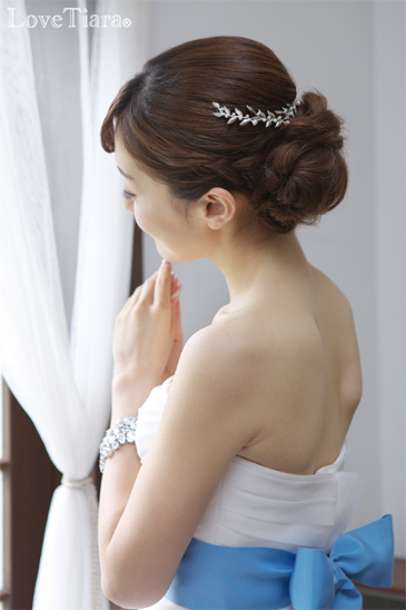 結婚式 ブライダル ウェディング ヘッドドレス リーフ 葉 ボタニカル ナチュラル バックカチューシャ