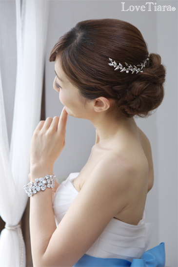 結婚式 ブライダル ウェディング ヘッドドレス リーフ 葉 ボタニカル ナチュラル バックカチューシャ