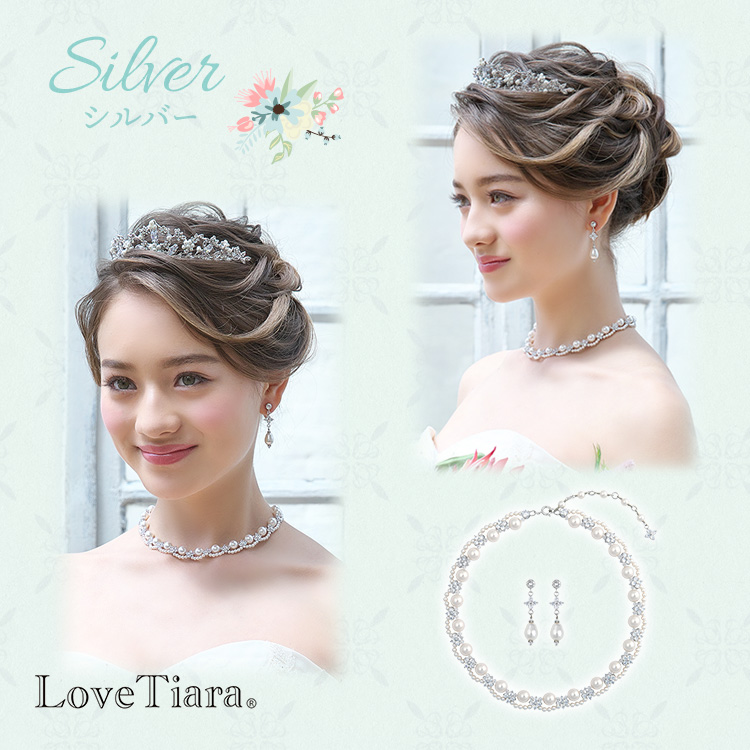 lovetiara フローラルジルコニアチョーカーピアスセット