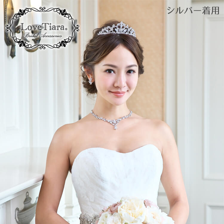 フラワーガーデンジルコニアネックレス イヤリング ピアスセット ブライダル ウェディングアクセサリー通販 ラブティアラ
